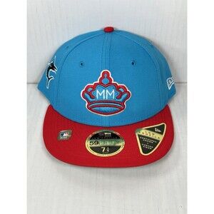 Size 7 3/4 Miami Marlins 59FIFTY City Connect On Field Low Profile Red/Blue Hat